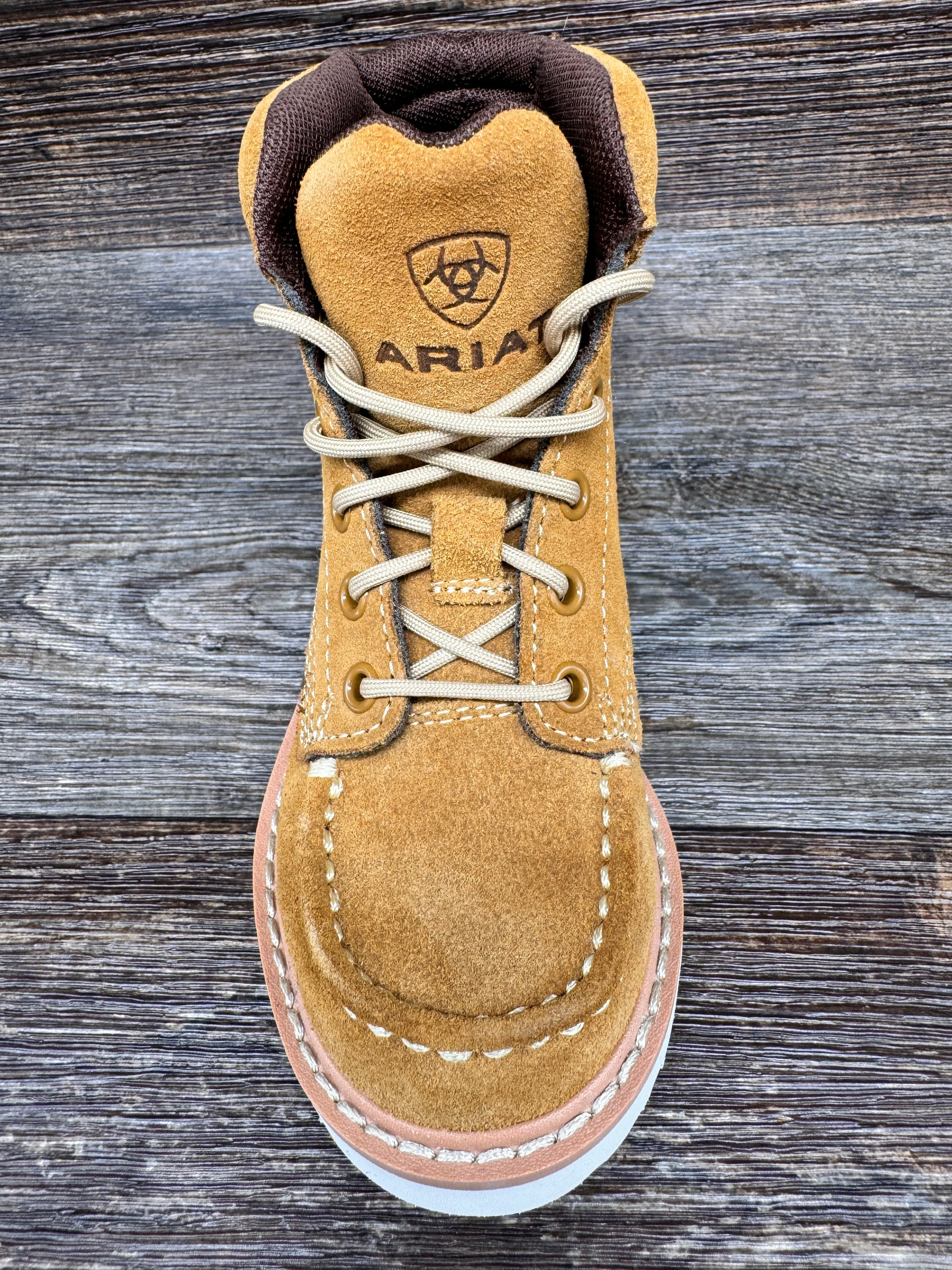 10053778 Youth Rebar Lift Lace Up Work Boot in Wheat Suede by Ariat