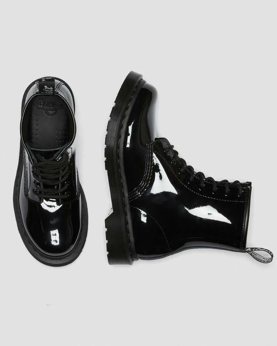 1460 Mono Black Patent Leather Lace Up Boots