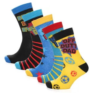 5 Pack Mens Cotton Rich Novelty Dad Socks Colourful Breathable Fun Gift for Fathers Day & Birthdays By Sock Stack