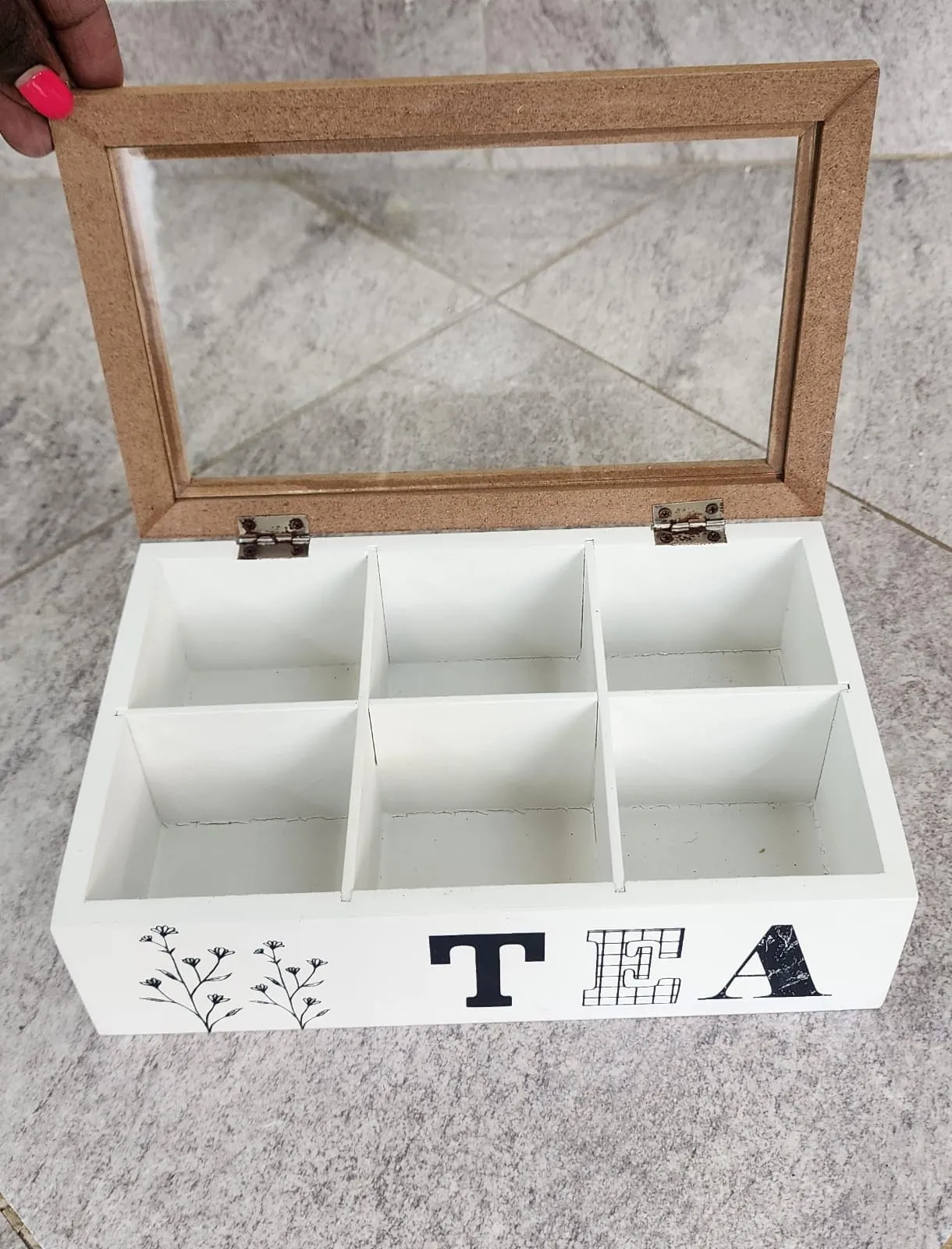 6 compartments wooden teabag / coffee organizer