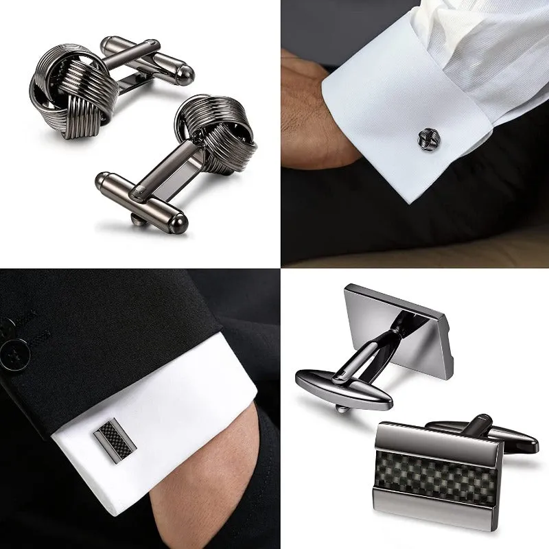 6 Pairs Men's Classic Cufflinks with Box