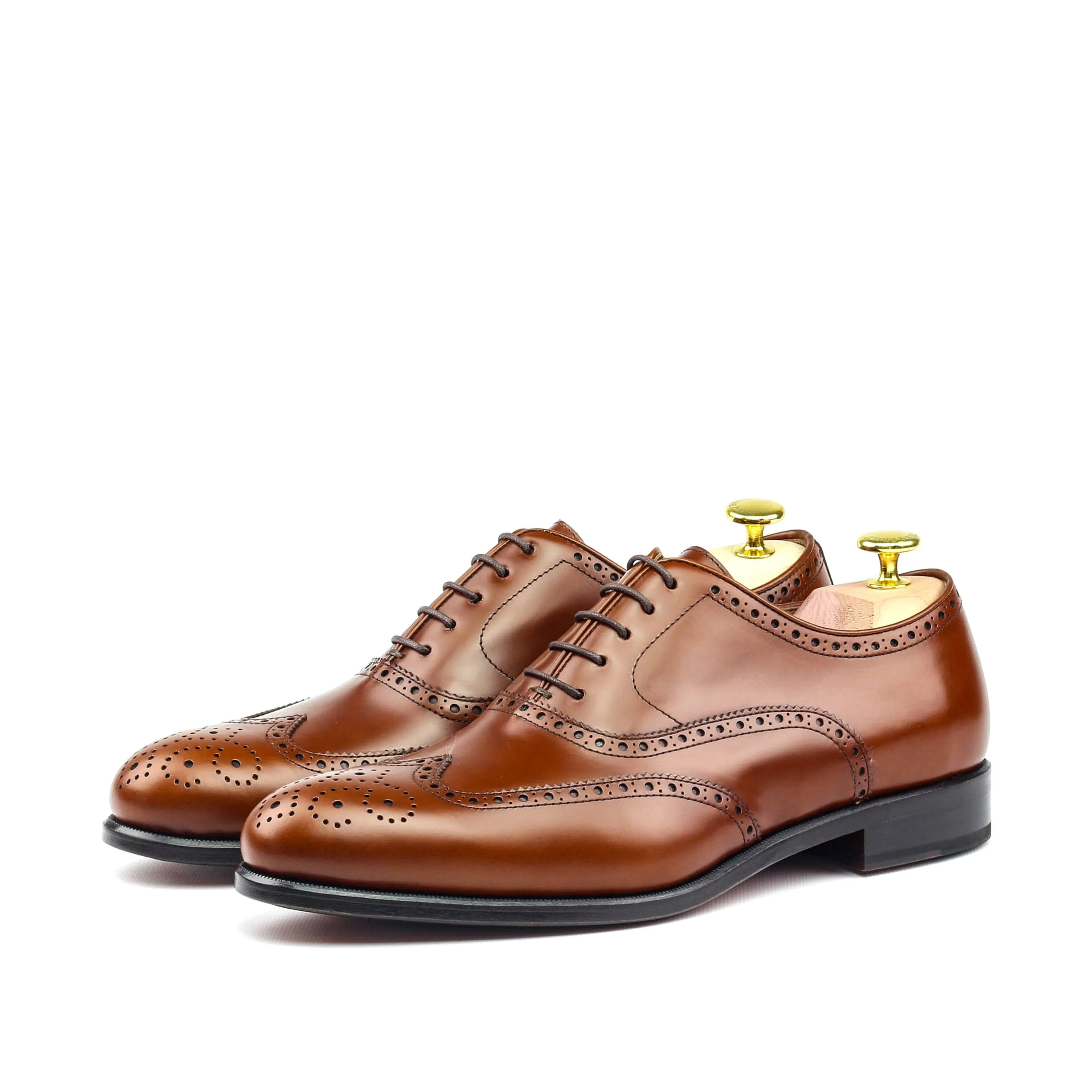 ALAN - Cognac Brown leather Wingtip Brogue Oxford sheos (big sizes)