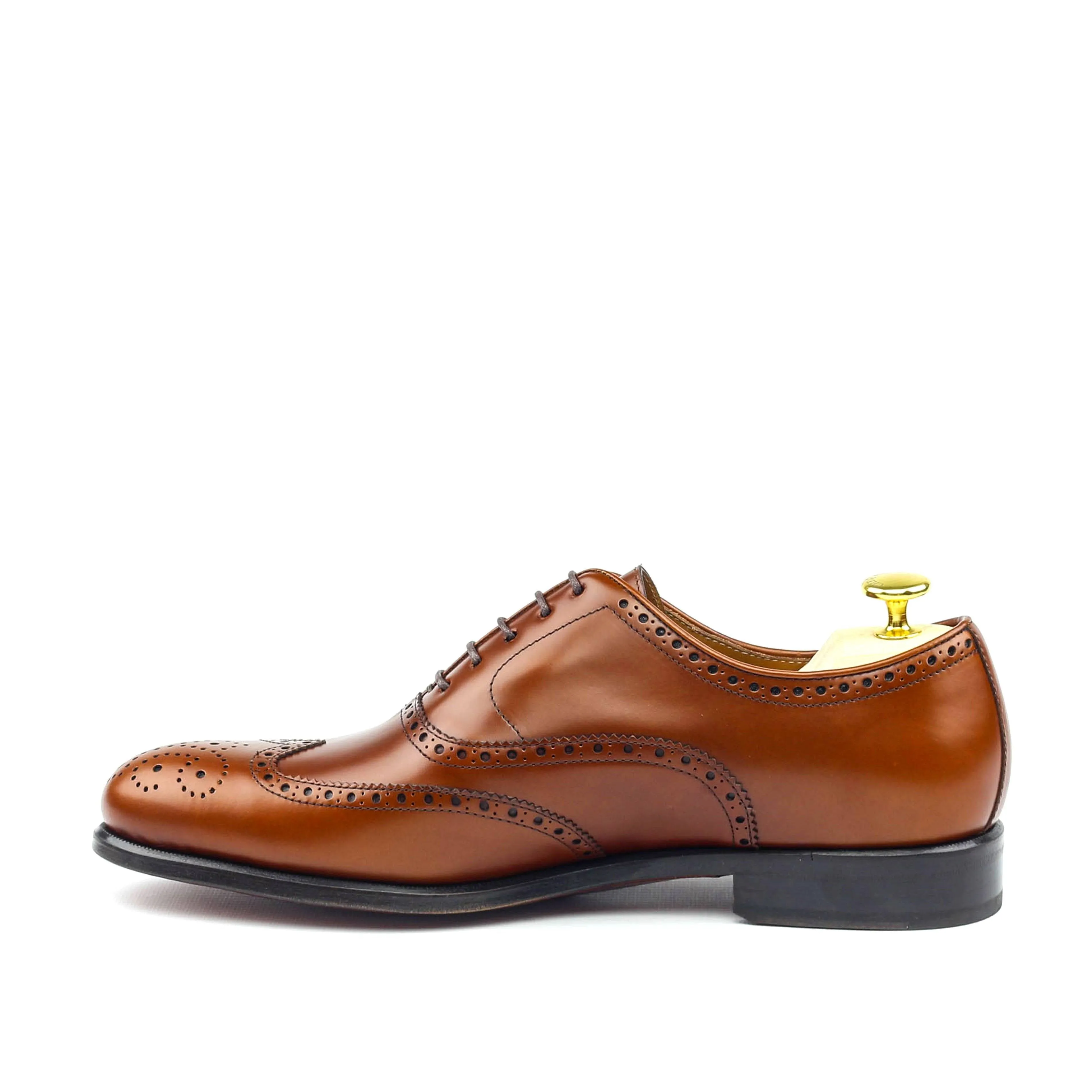 ALAN - Cognac Brown leather Wingtip Brogue Oxford sheos (big sizes)