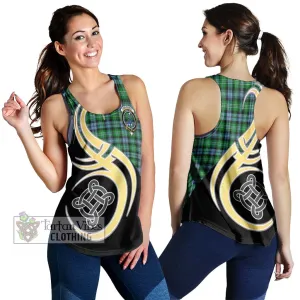 Arbuthnot Ancient Tartan Women's Racerback Tanks with Family Crest and Celtic Symbol Style