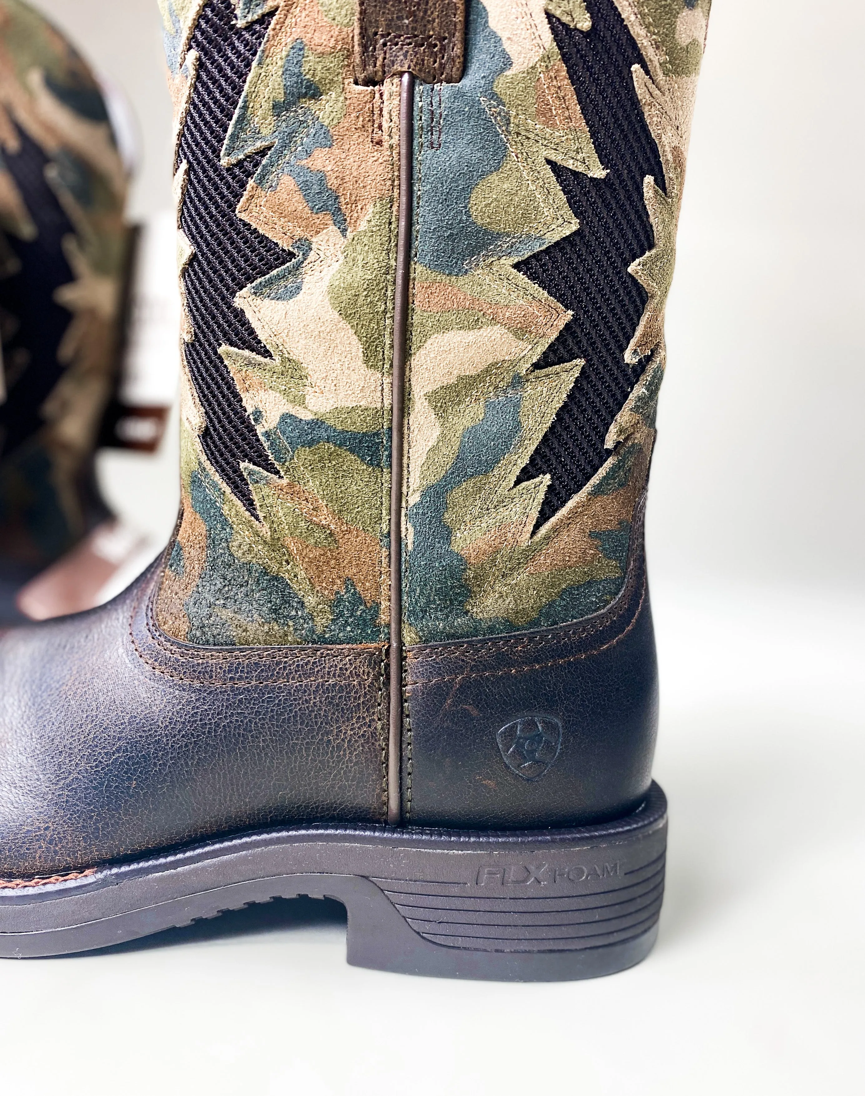 Ariat Casually Camo Rich Brown Ridgeback VentTEK Wide Square Boots