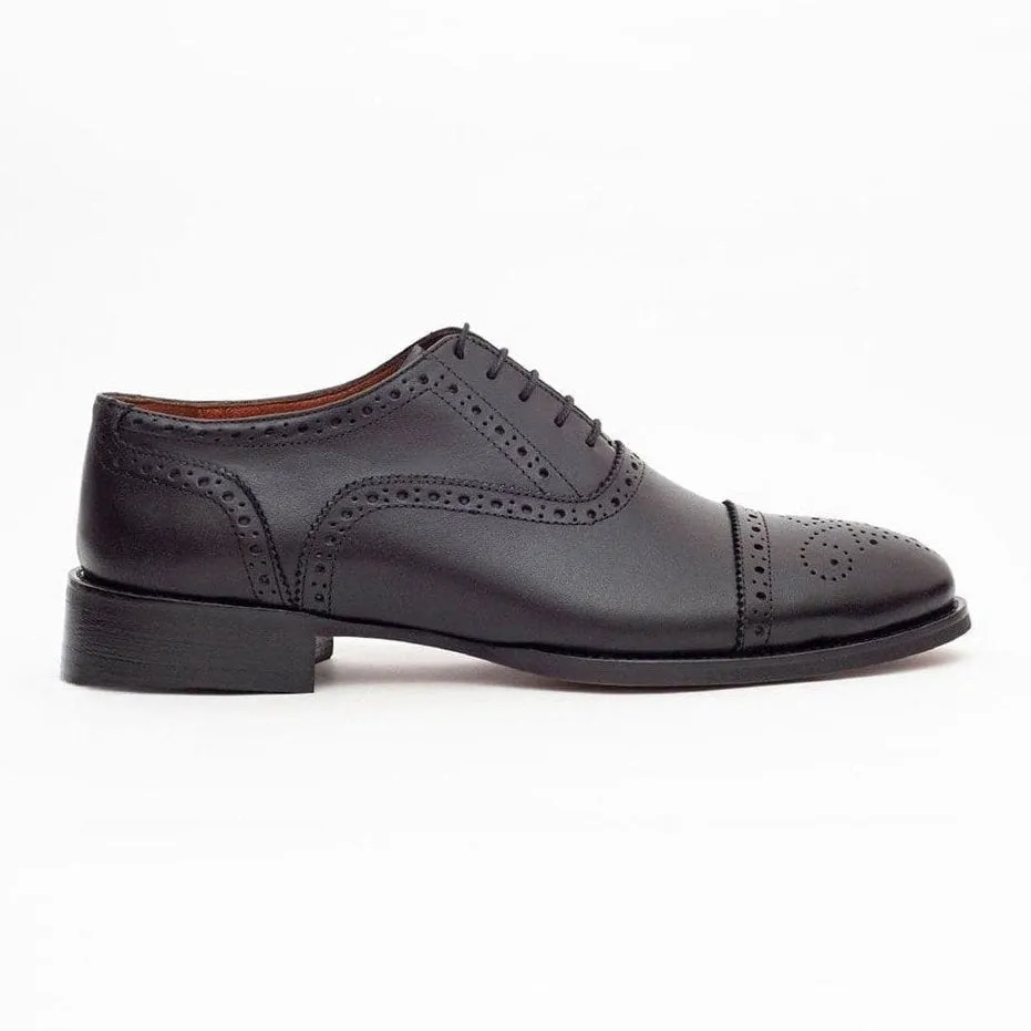 Ariston Mens Black Oxford Lace-up Leather Dress Shoes