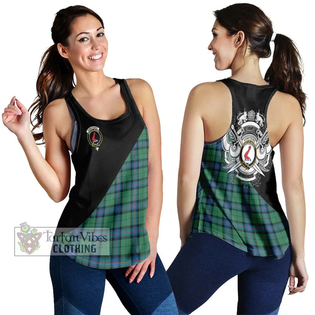 Armstrong Ancient Tartan Women's Racerback Tanks with Family Crest and Military Logo Style