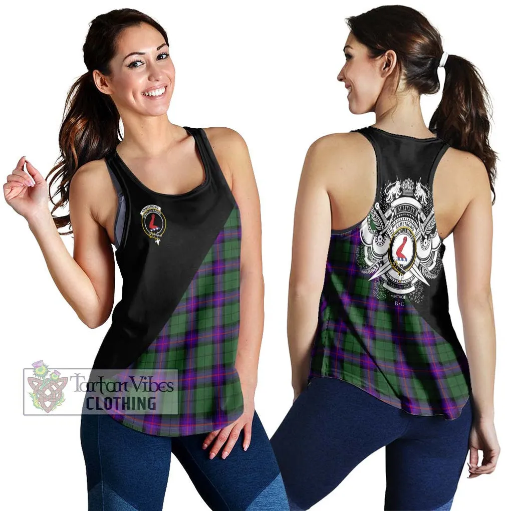 Armstrong Modern Tartan Women's Racerback Tanks with Family Crest and Military Logo Style