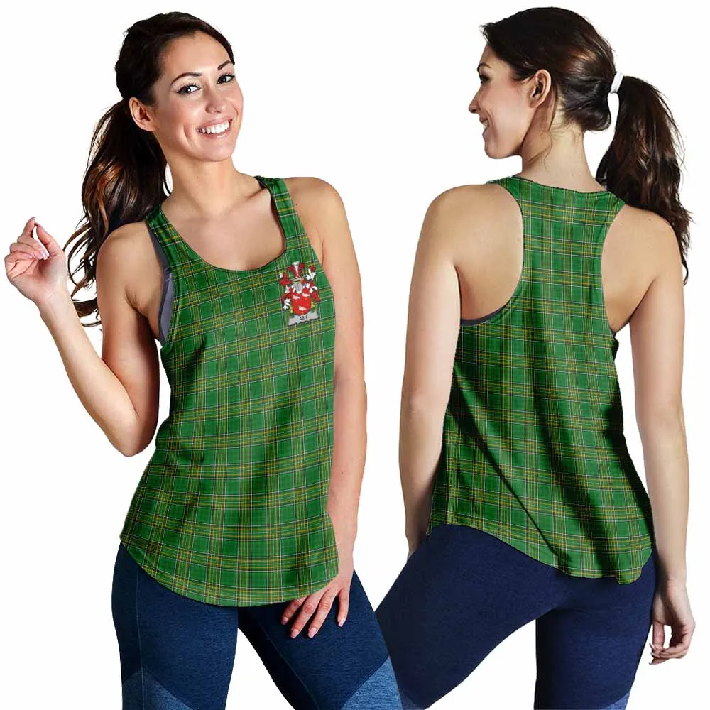 Ash Irish Clan Tartan Women's Racerback Tanks with Coat of Arms