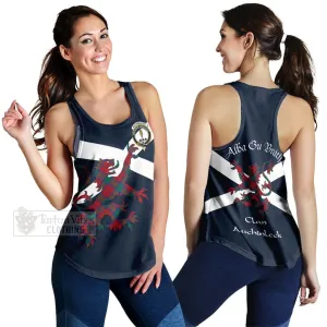 Auchinleck (Affleck) Tartan Lion Rampant Women's Racerback Tanks  Proudly Display Your Heritage with Alba Gu Brath and Clan Name