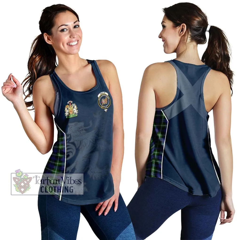 Baillie (Bailey) Tartan Women's Racerback Tanks with Family Crest and Lion Rampant Vibes Sport Style