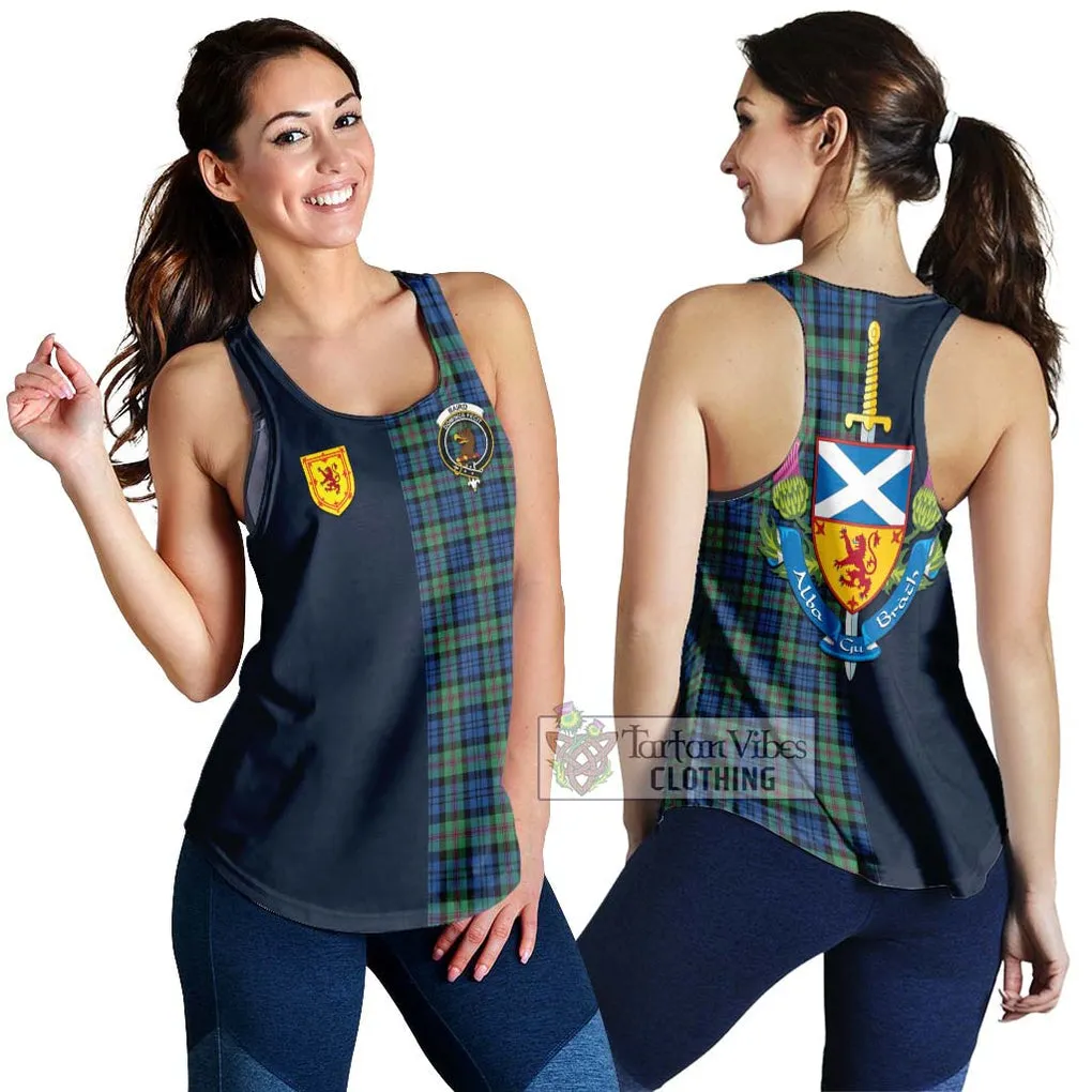 Baird Ancient Tartan Women's Racerback Tanks Alba with Scottish Lion Royal Arm Half Style