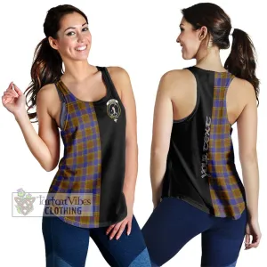 Balfour Tartan Women's Racerback Tanks with Family Crest and Half Of Me Style