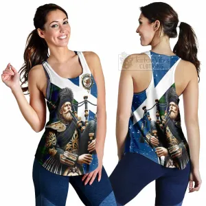 Bannatyne Tartan Women's Racerback Tanks with Family Crest Scottish Bagpiper Vibes