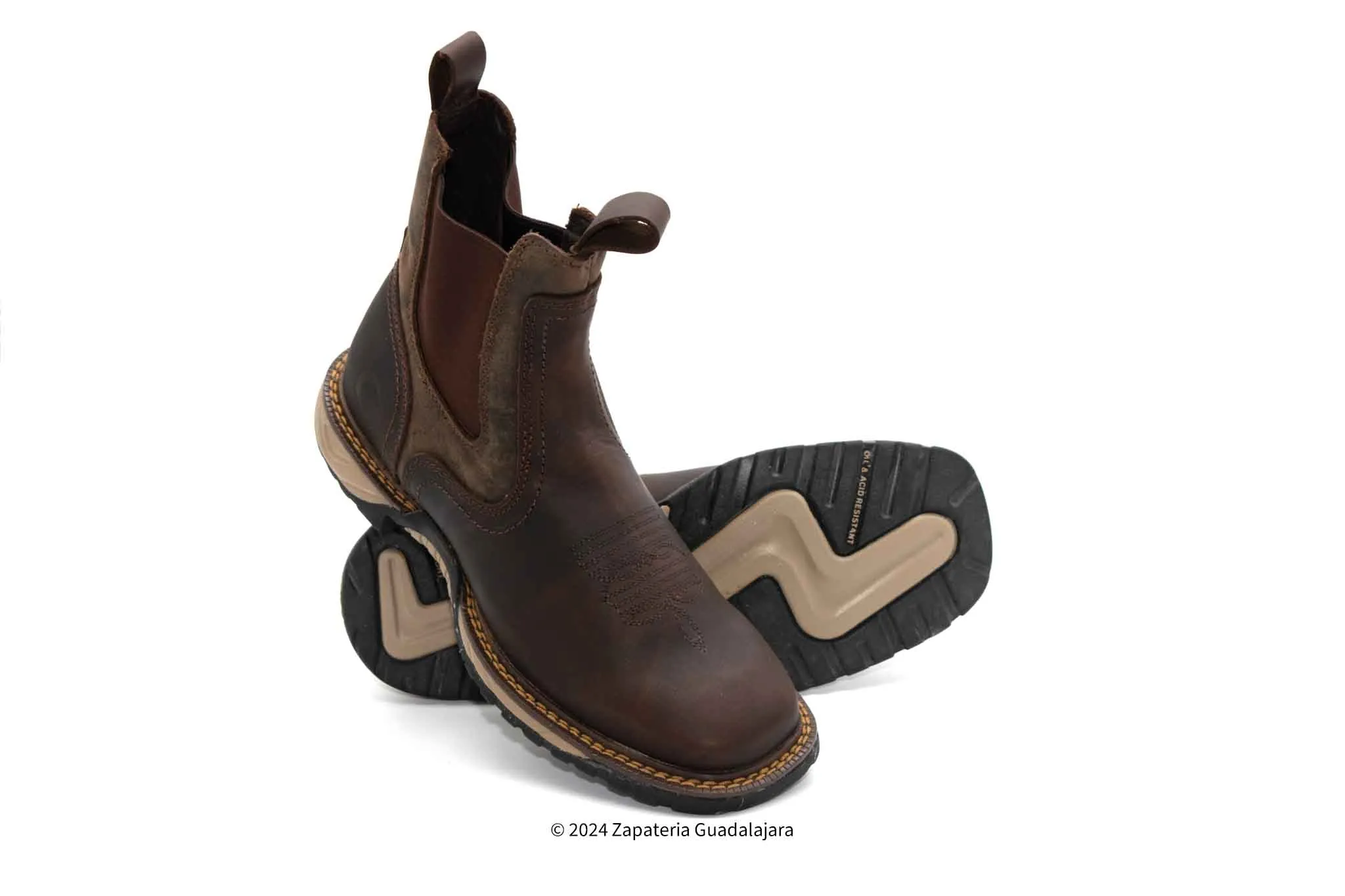 BC THUNDER 6" SOFT TOE PULL ON BROWN LEATHER WORK BOOT