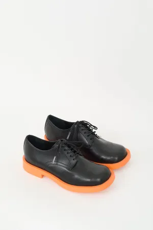 Black & Orange Leather Oxford