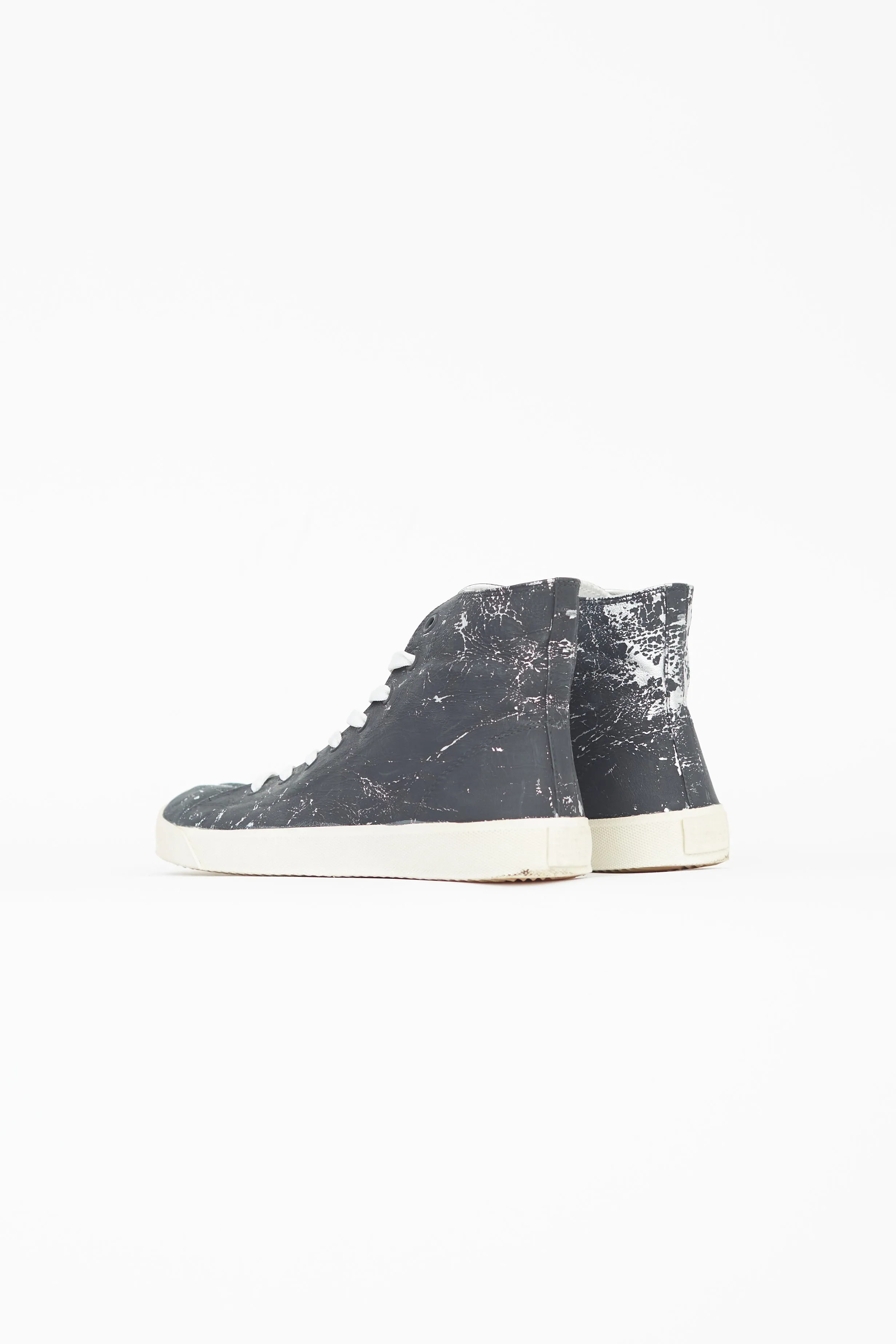 Black & Silver Painted Canvas Tabi Sneaker