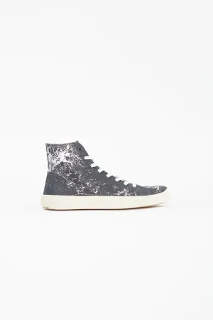 Black & Silver Painted Canvas Tabi Sneaker