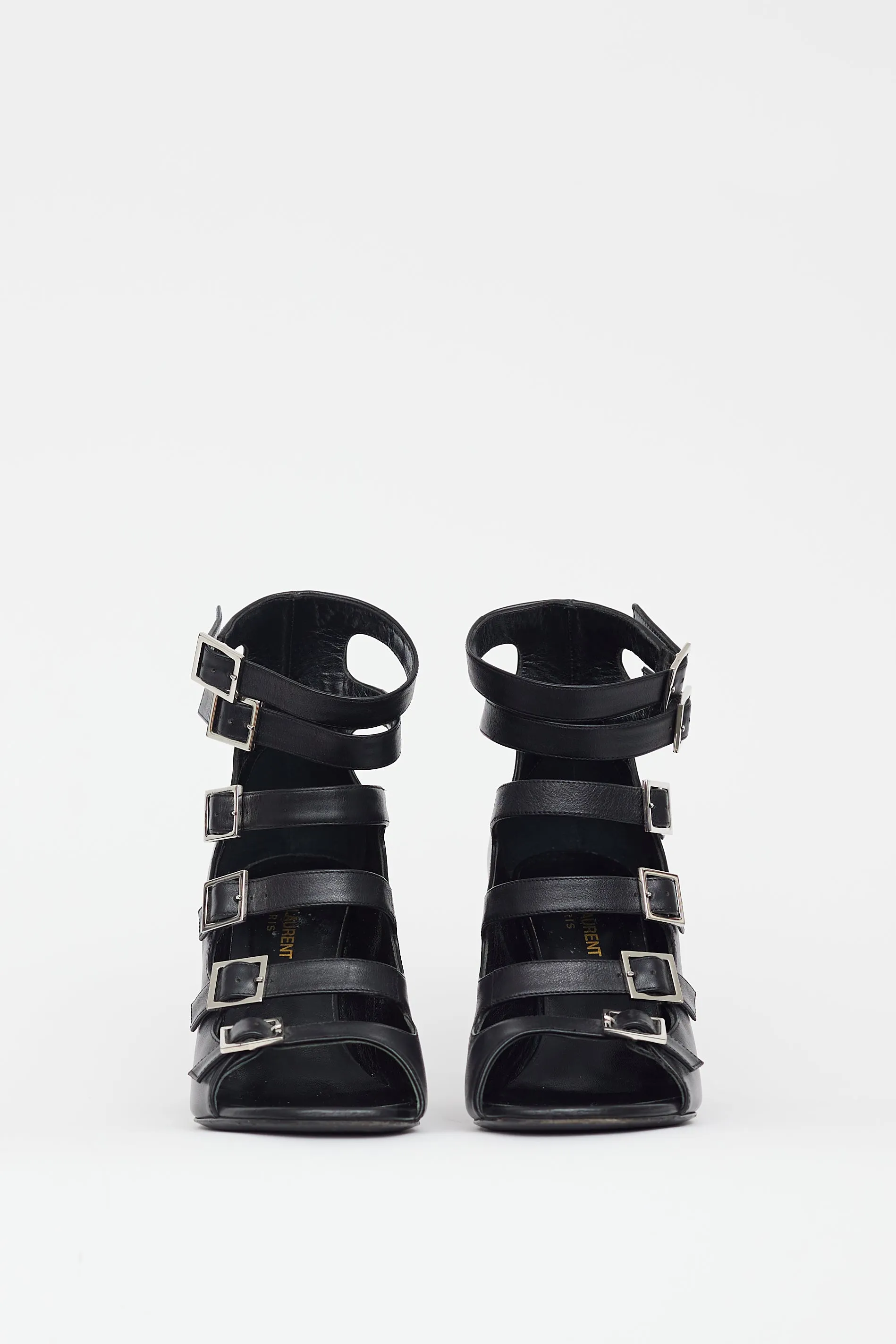 Black Babies Cut Out Leather Sandal