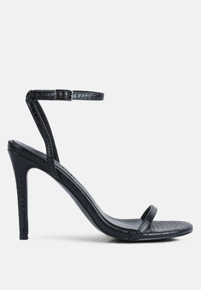 BLONDES Black Croc High Heeled Sandal