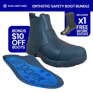 Blue Light Card Black Slip On Safety Boots   Socks Bundle