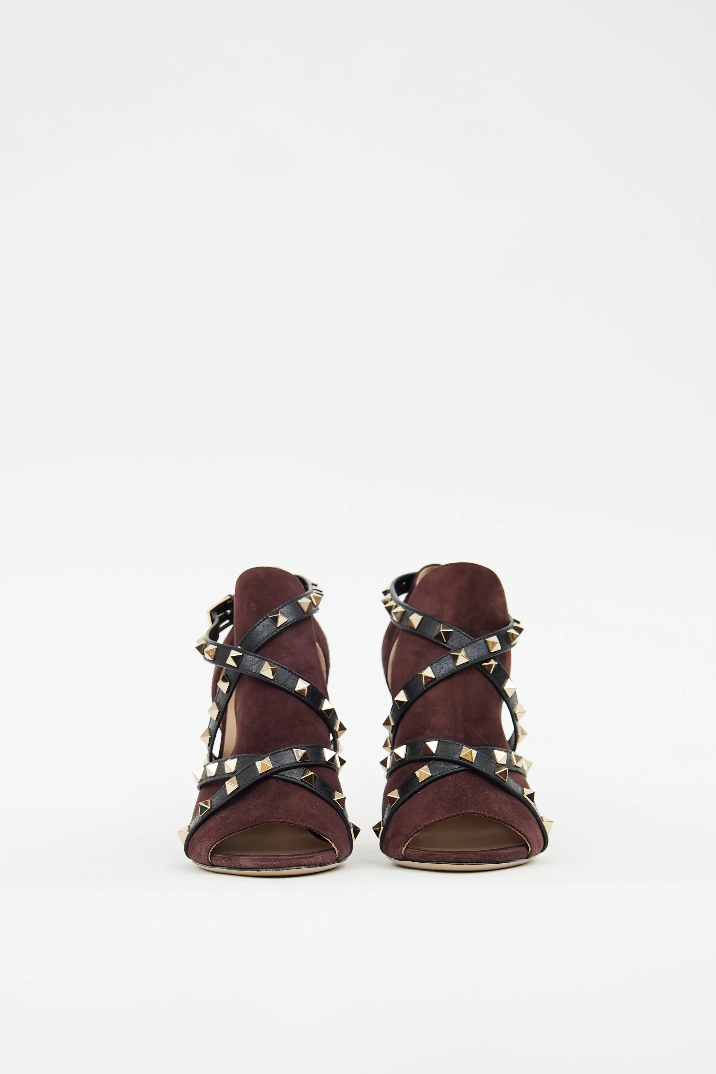 Burgundy Suede Studded Wrap Sandal