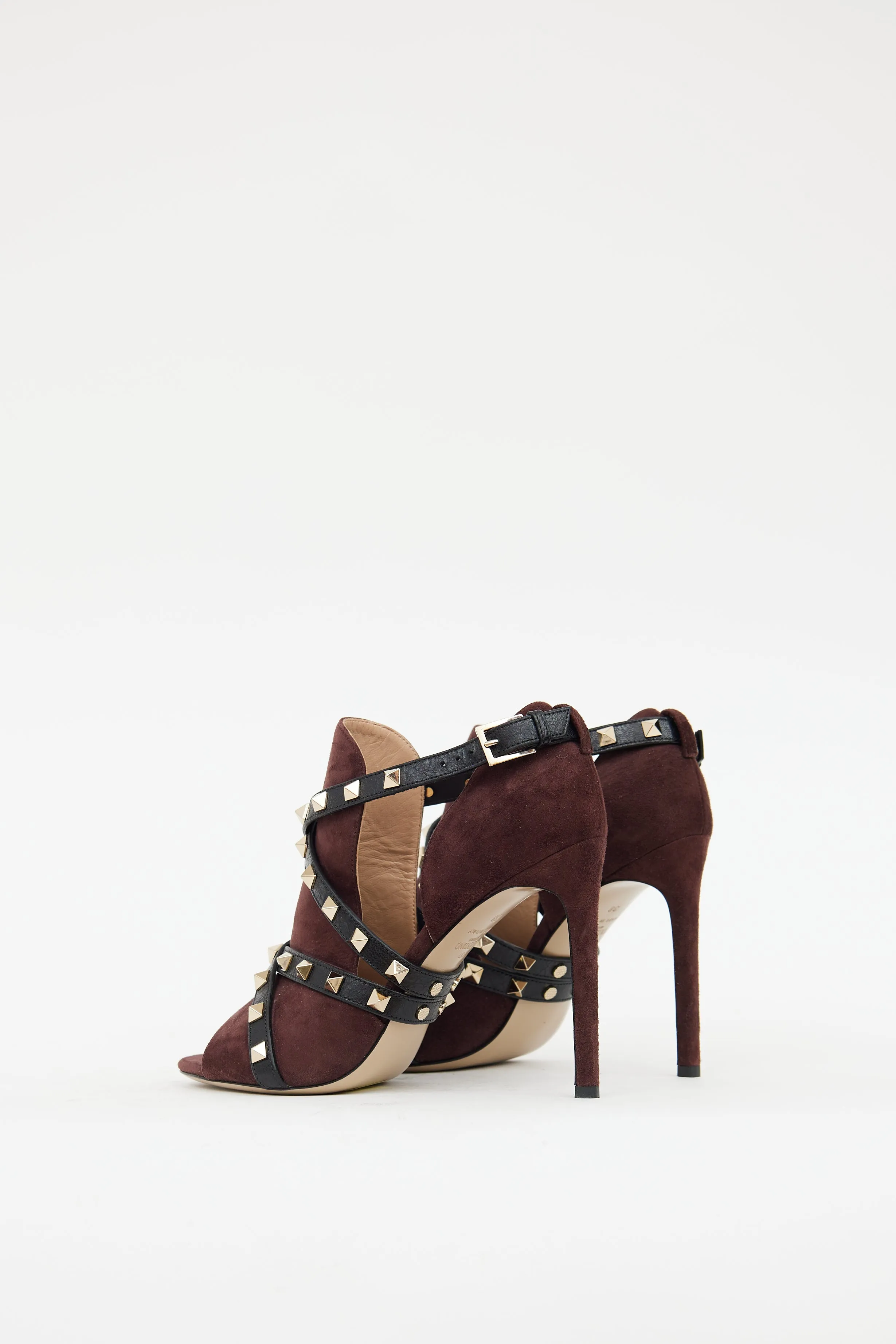 Burgundy Suede Studded Wrap Sandal