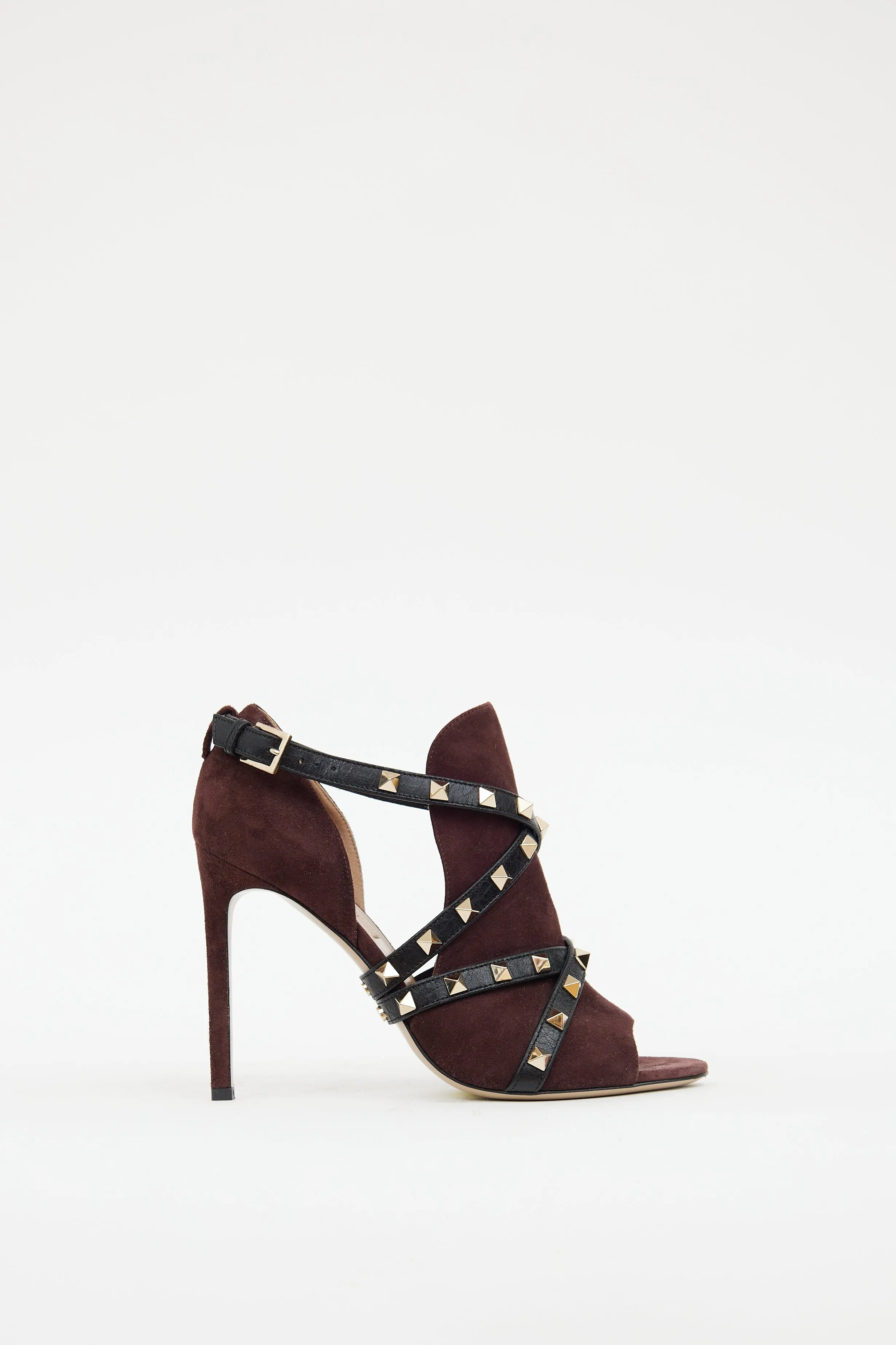 Burgundy Suede Studded Wrap Sandal