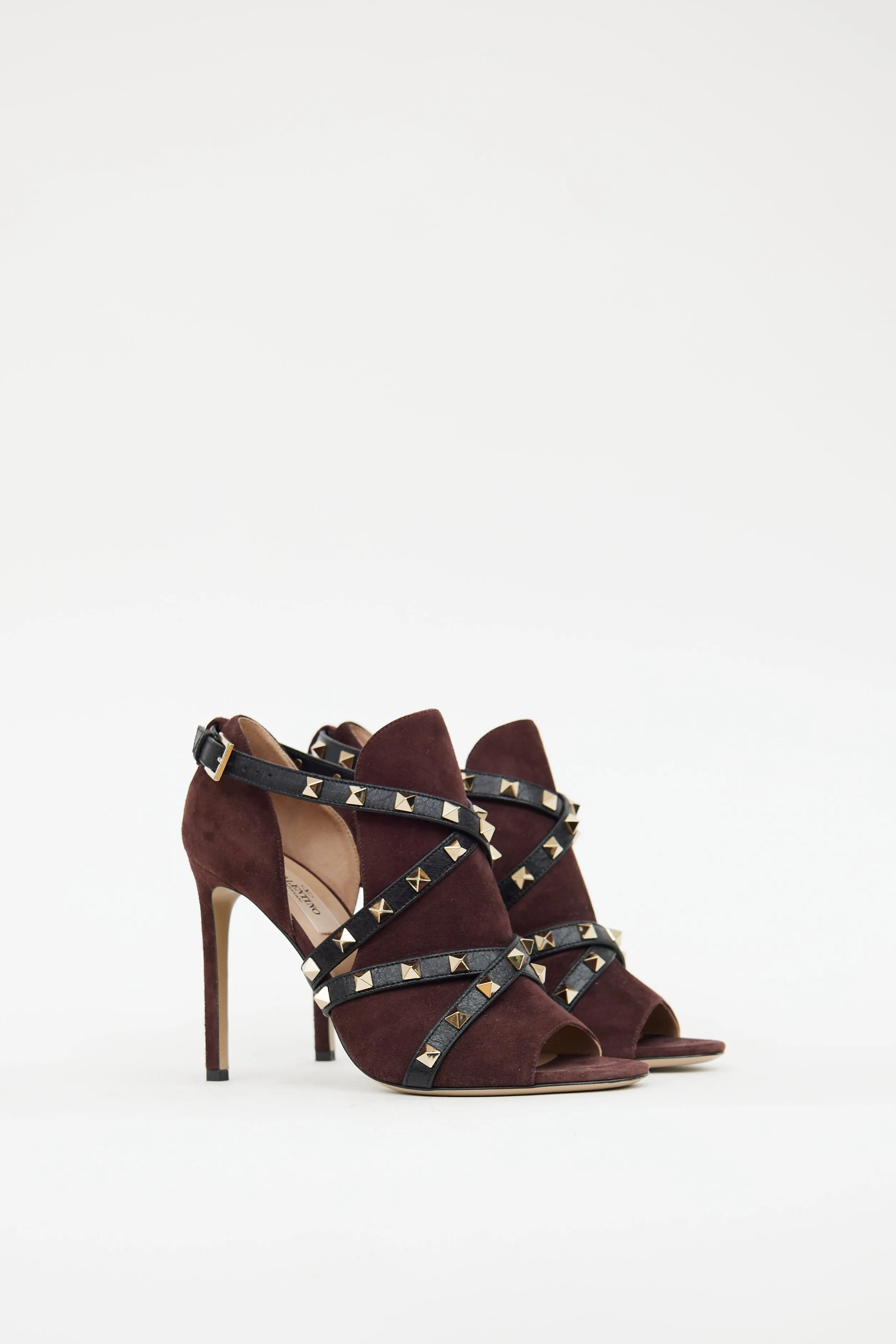 Burgundy Suede Studded Wrap Sandal