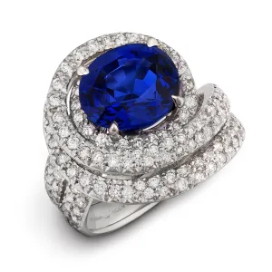 Burma Blue Sapphire Diamond Ring