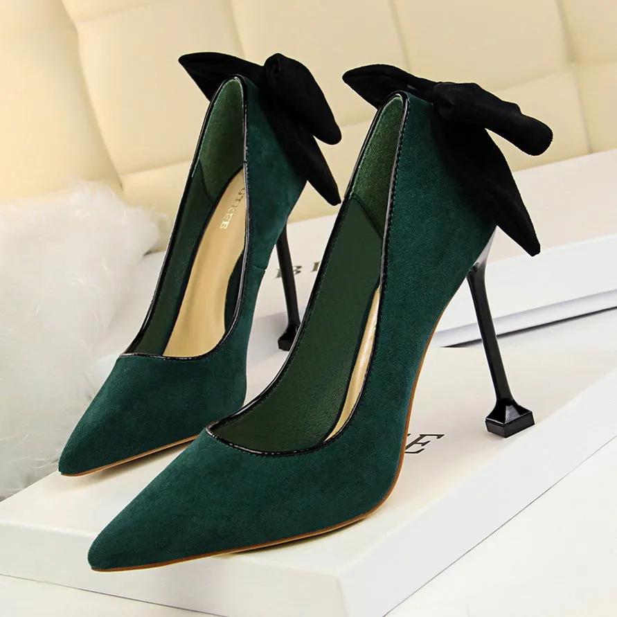 Cashmere Shoes Shallow Mouth Pointed Bow Shoes