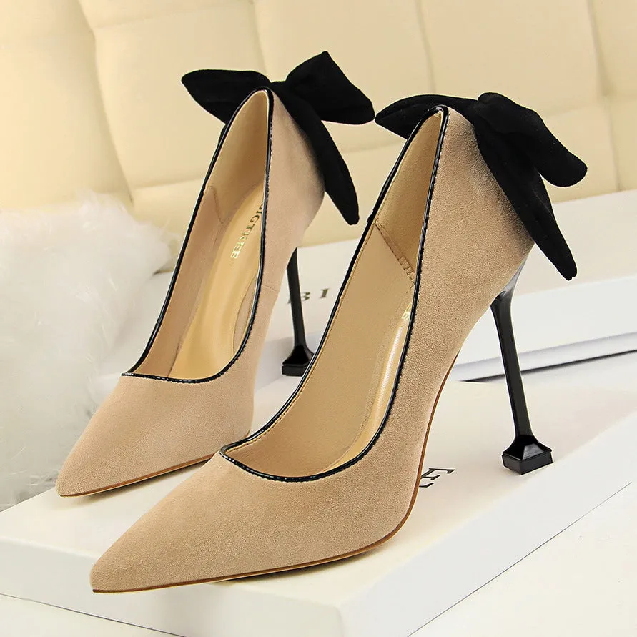 Cashmere Shoes Shallow Mouth Pointed Bow Shoes