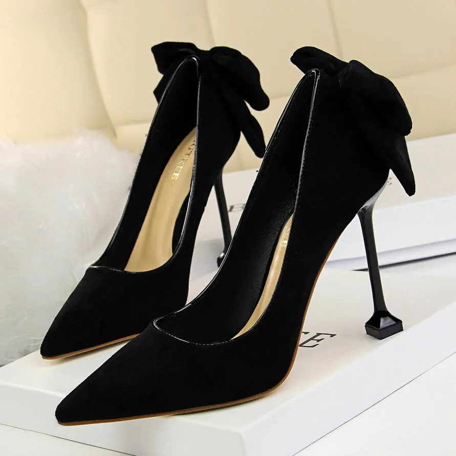 Cashmere Shoes Shallow Mouth Pointed Bow Shoes