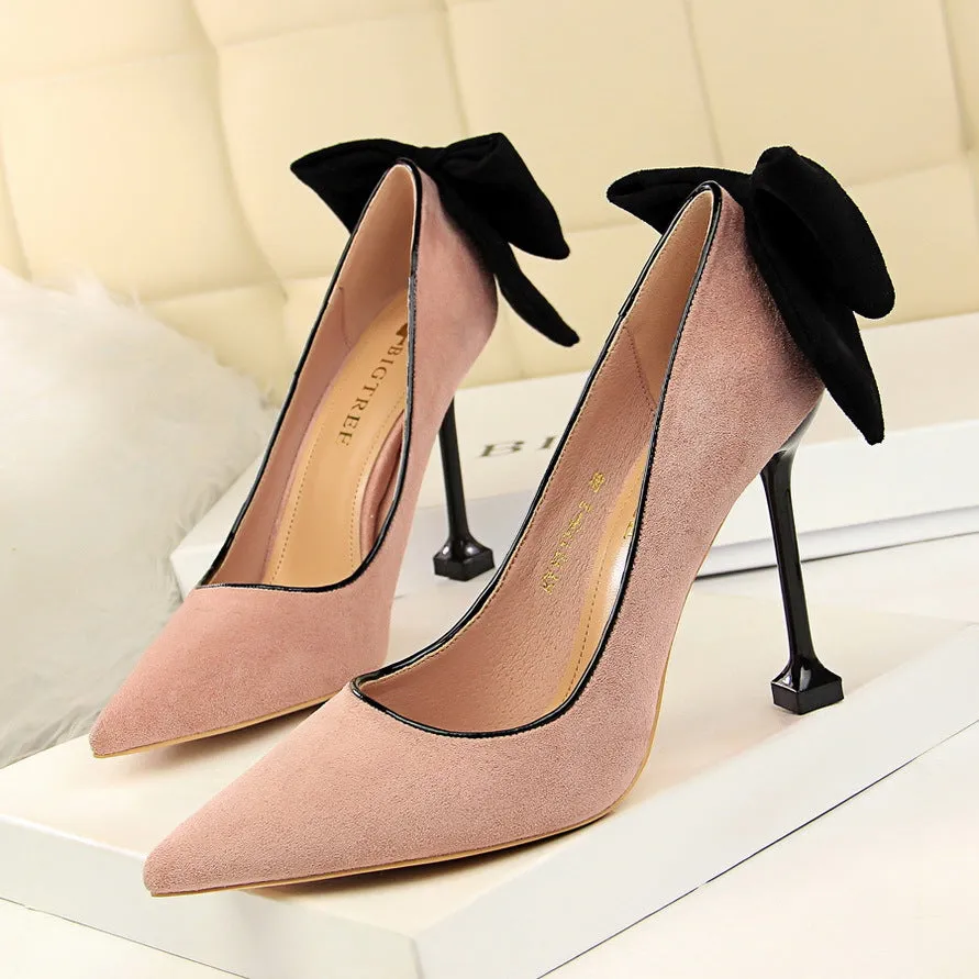 Cashmere Shoes Shallow Mouth Pointed Bow Shoes