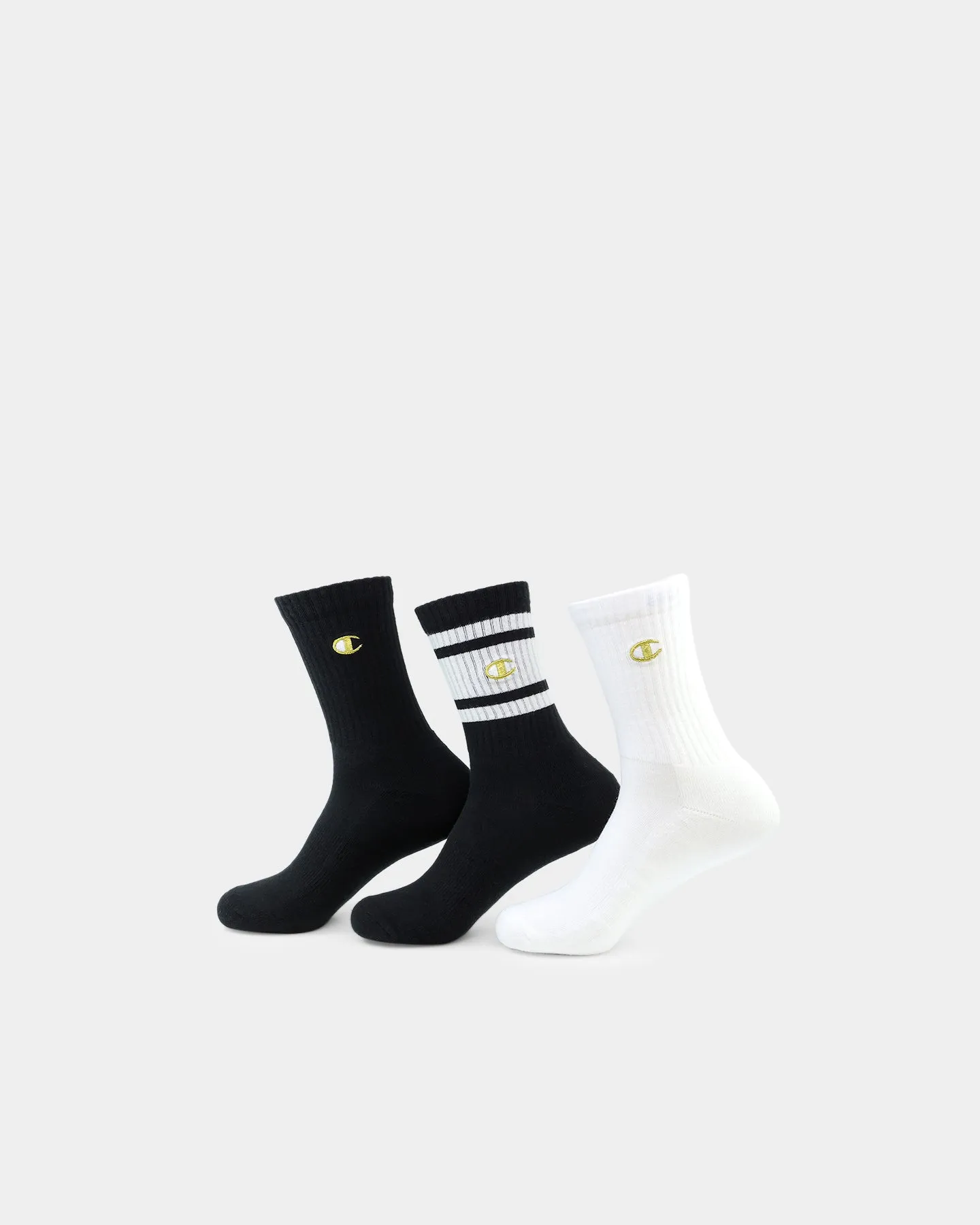 Champion LFS C Crew Socks 3 Pack Black/Gold