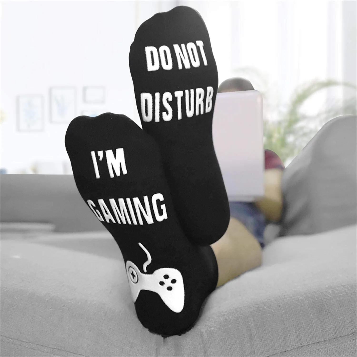 Do Not Disturb Gaming Socks, Funny Cotton Novelty Gamer Socks for Kid Teen Boys Mens Womens Game Lovers