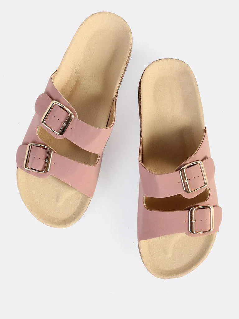 Double Buckle Nubuck Sandals DARK MAUVE