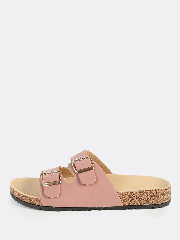 Double Buckle Nubuck Sandals DARK MAUVE