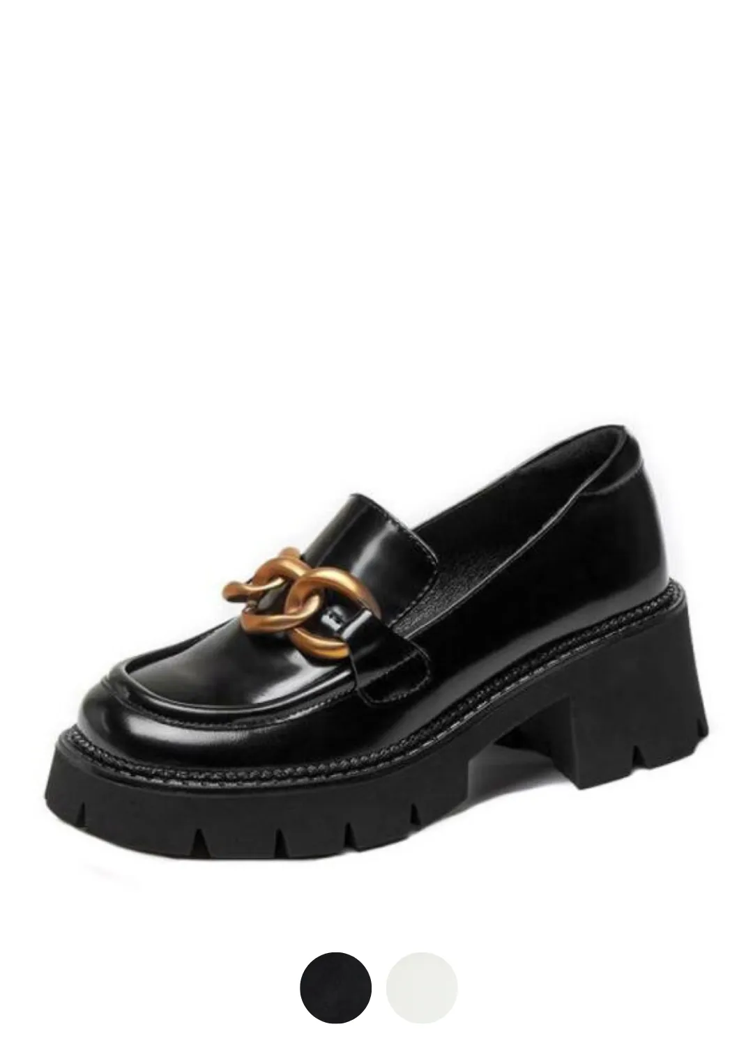 Fernanda Round Toe Platform Oxford Black Shoes