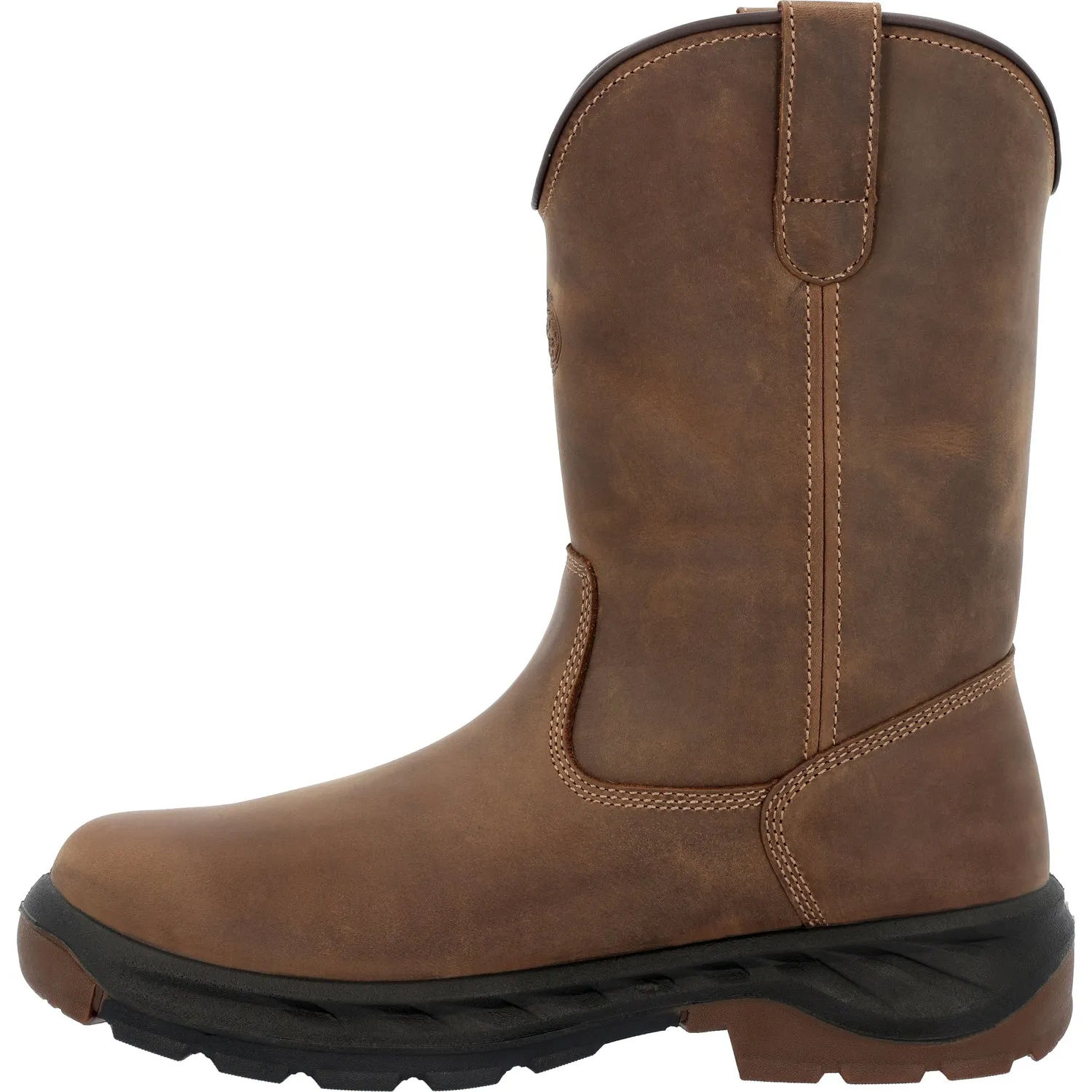 Georgia Mens OT Waterproof Pull On Brown Leather Work Boots