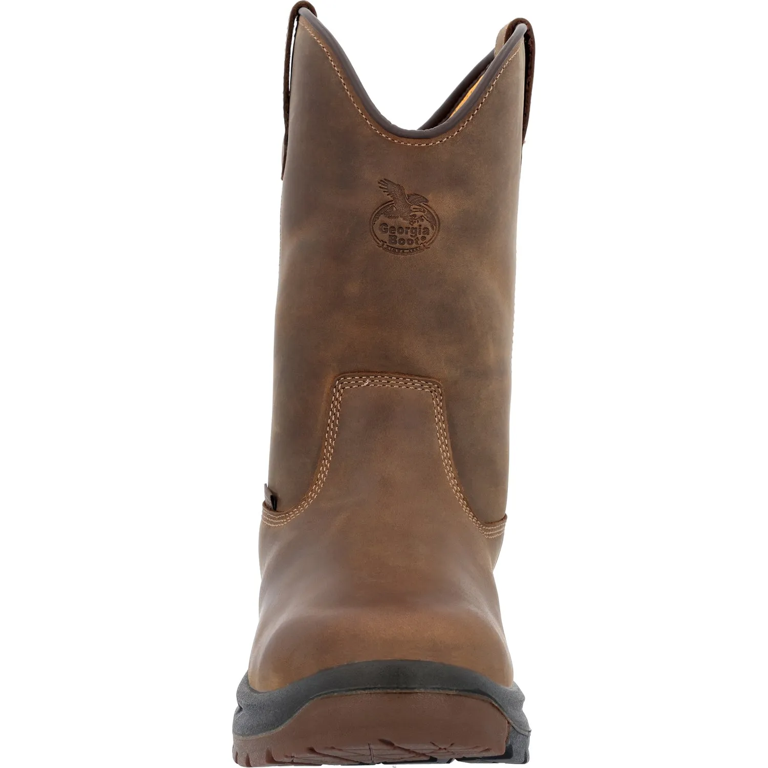 Georgia Mens OT Waterproof Pull On Brown Leather Work Boots