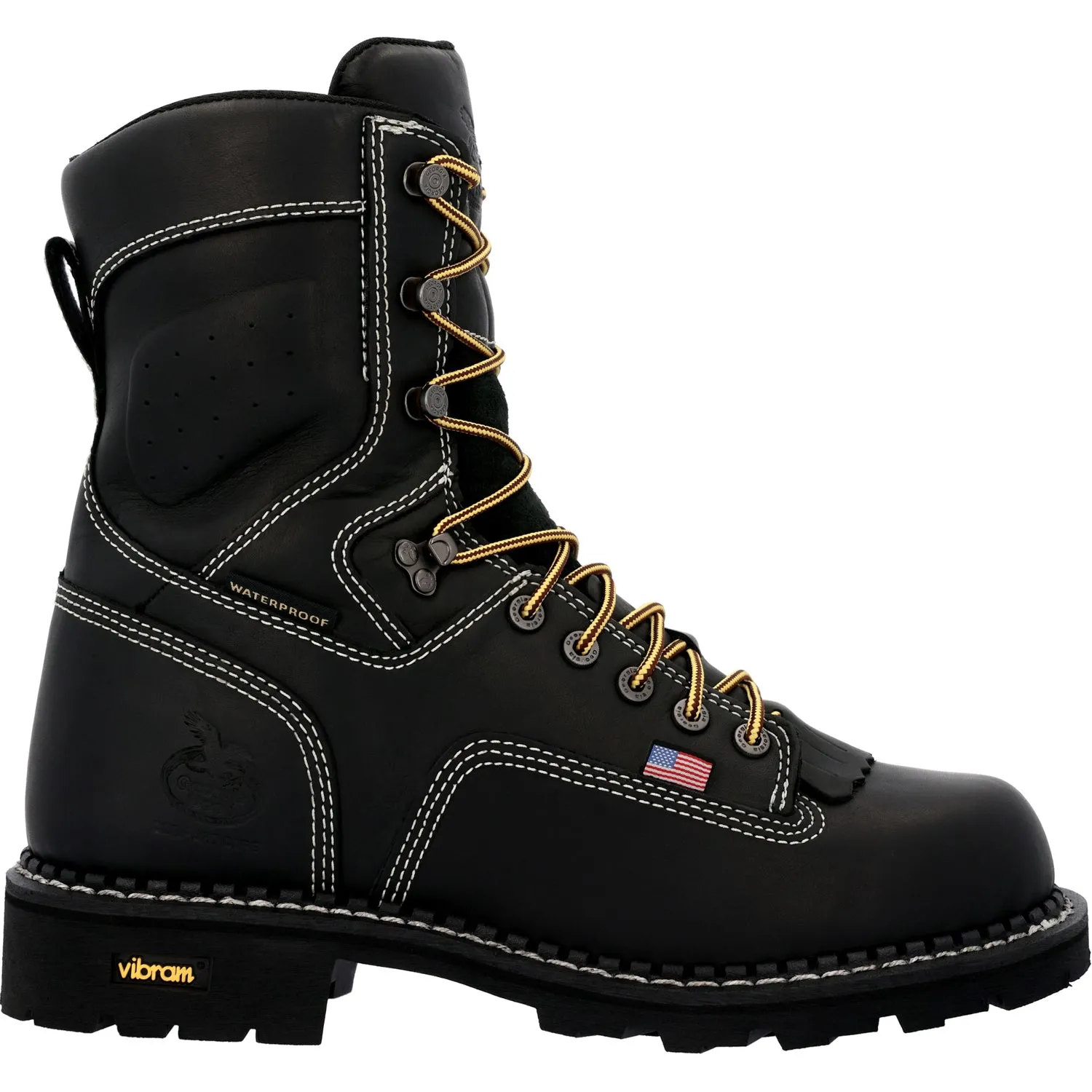 Georgia Mens USA Logger WP Black Leather Work Boots