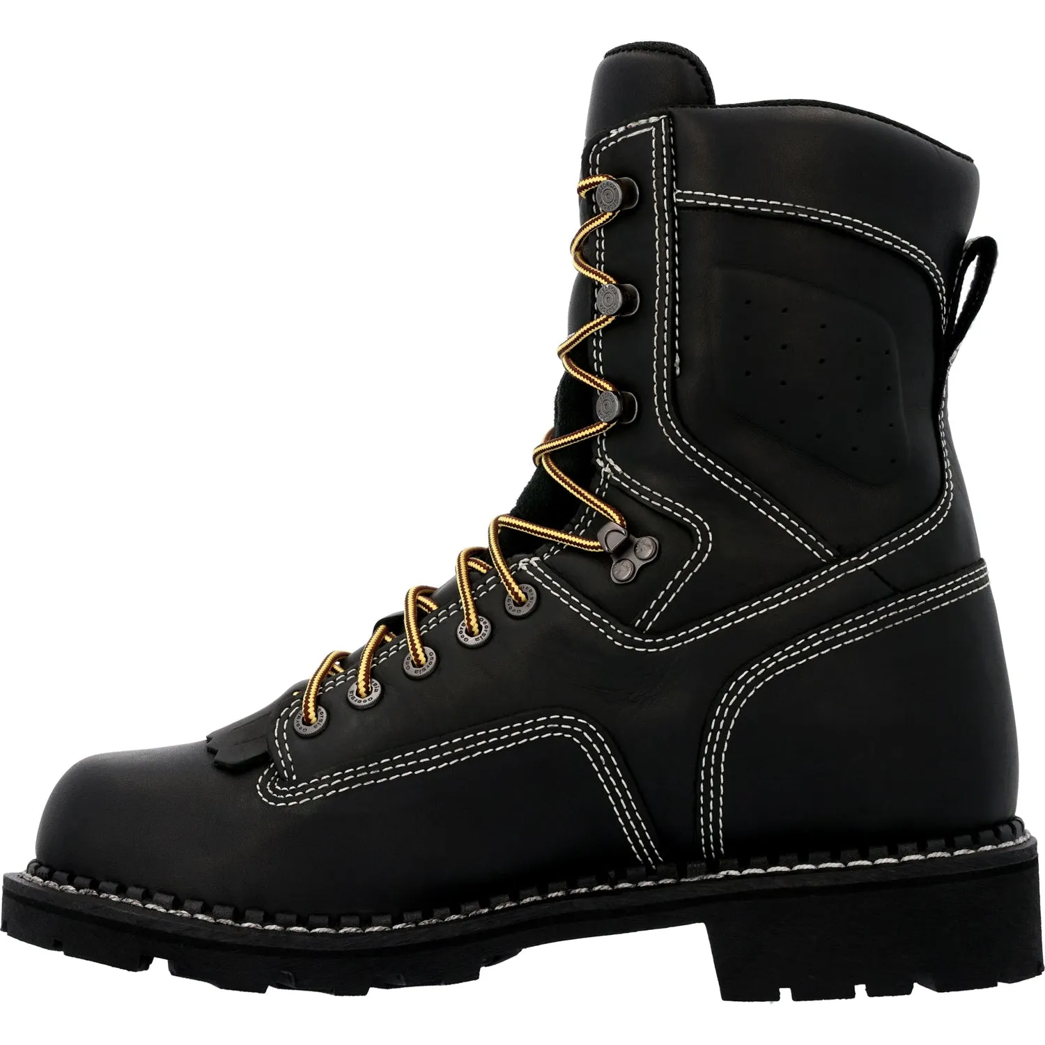 Georgia Mens USA Logger WP Black Leather Work Boots