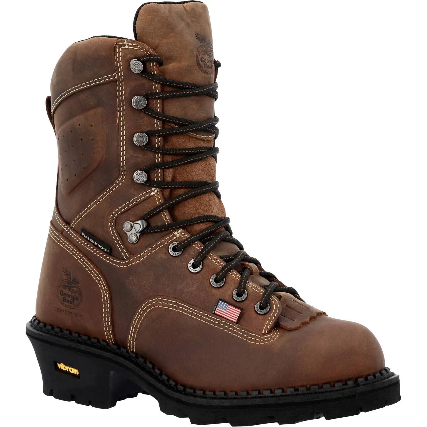 Georgia Mens USA Logger WP Crazy Horse Leather Work Boots