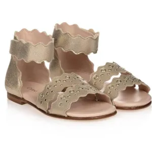 Girls Gold Leather Sandals