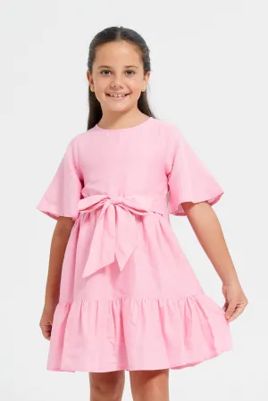 Girls Pink Tiered Dress