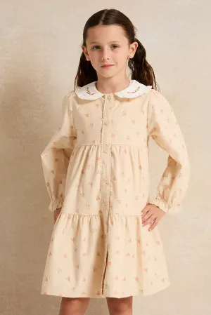 Girls Yellow Printed Dress