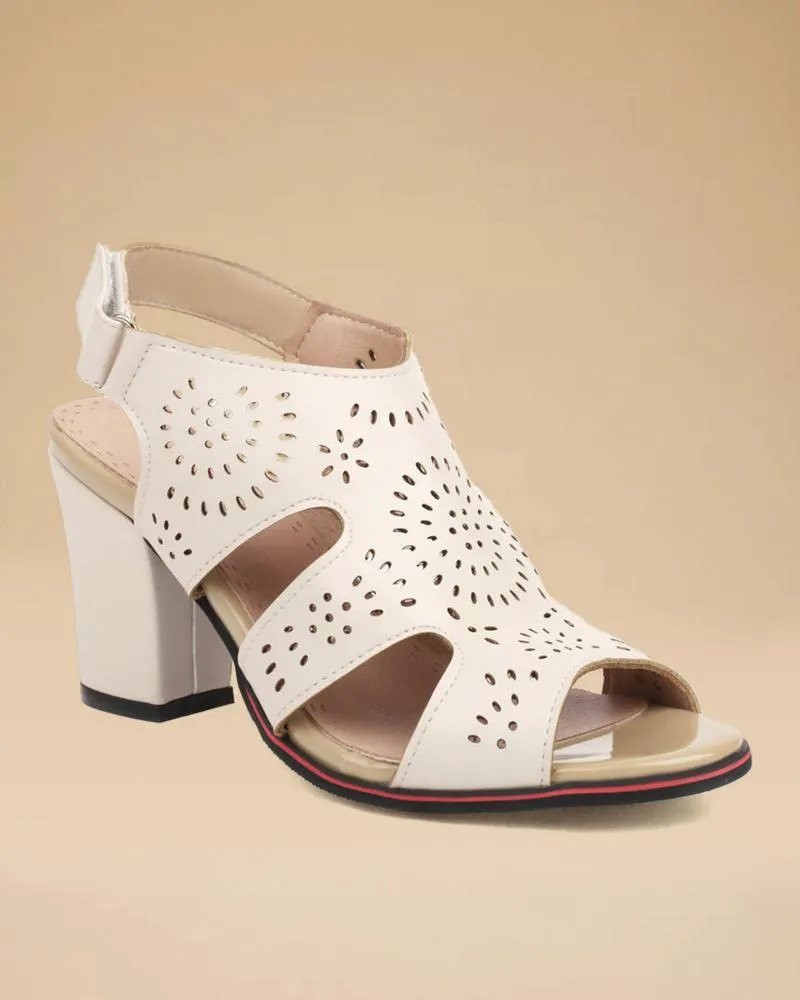 Hollow-out Block Heel Sandals