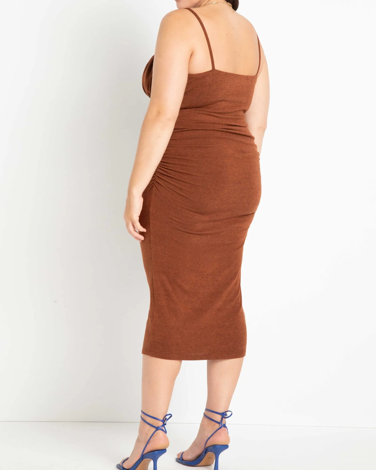 Jackie Ruched Cut Out Dress | Brown