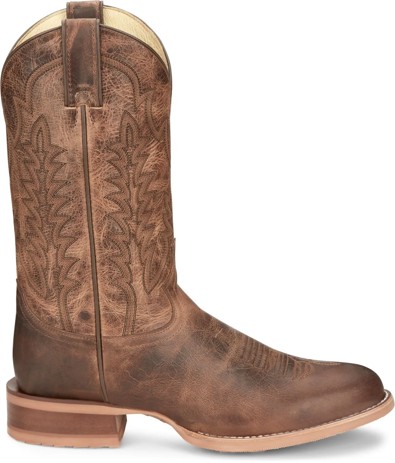 Justin Mens Clanton Khaki Leather Cowboy Boots